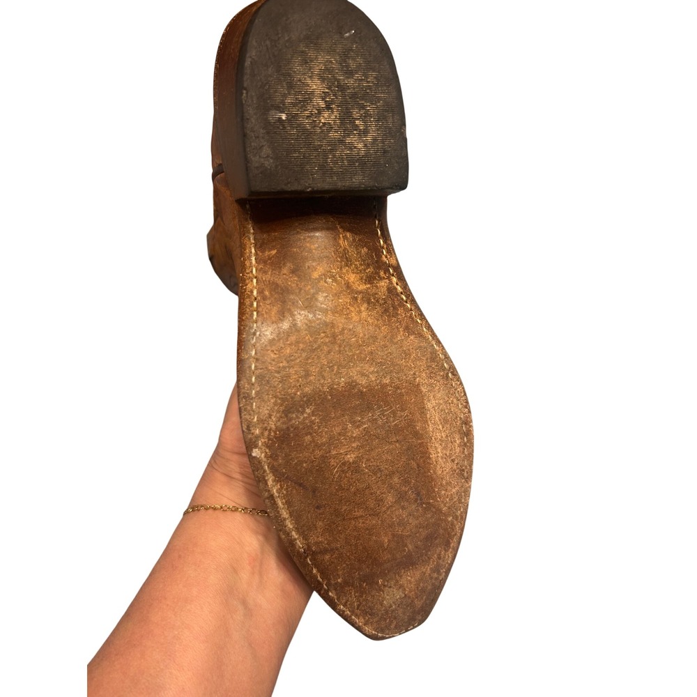 Lucchese 1883 Western Cowboy Boots Women 7.5 B Tan Leather Snip Toe N454054 Good - Picture 4 of 8